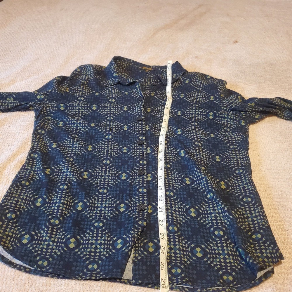 King Louie Green Geometric‎ Optical Print Ecovero Viscose Blouse Size 40 Womens - Picture 5 of 8